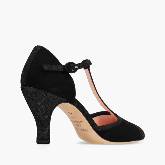 Repetto Salomes Lambskin Leather Black Carbon T-Strap Heels Ballroom 38.5 - Picture 3 of 14